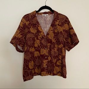 Linen-Blend Raglan Camp Shirt in Sunflower Season